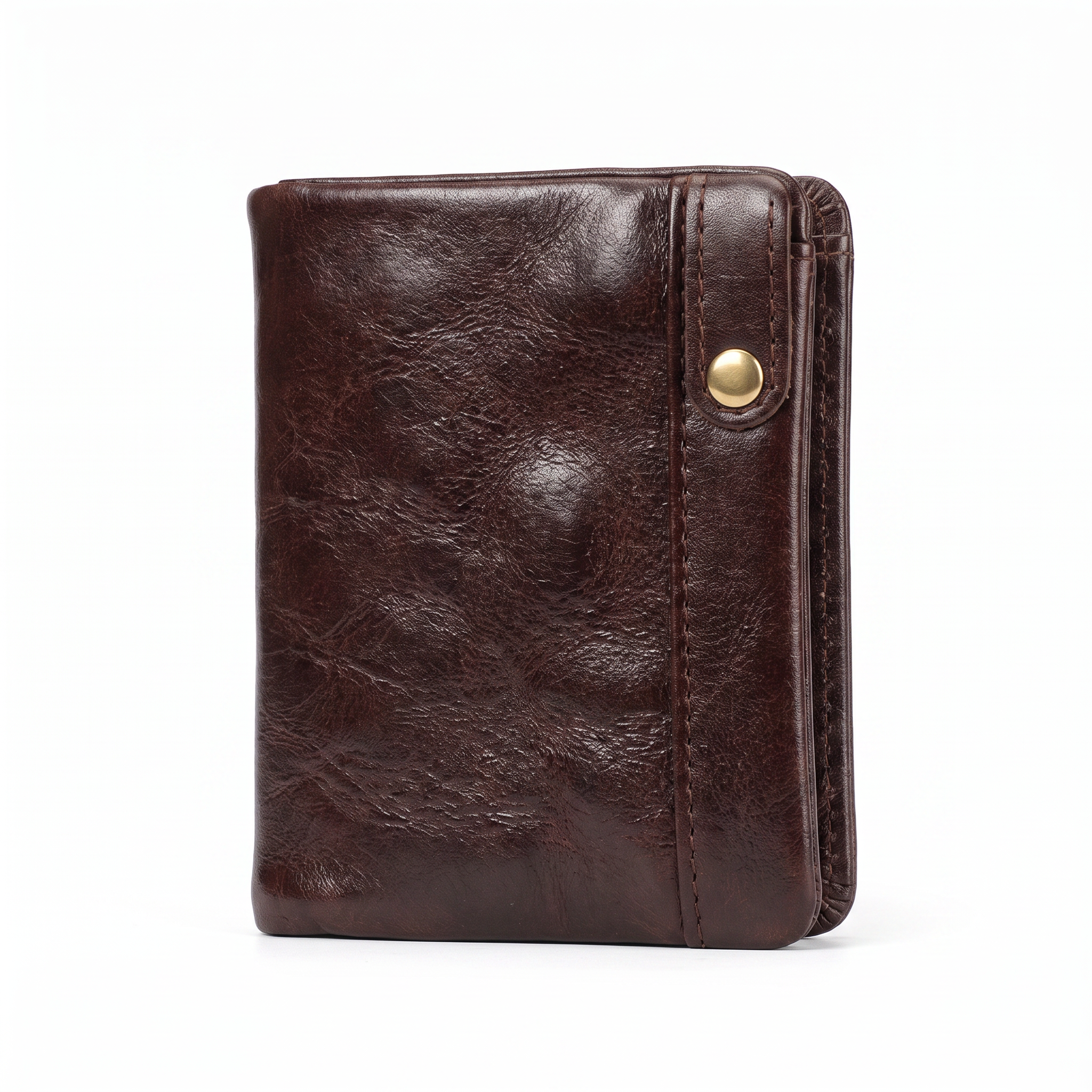 The Sutton Fold wallet, coffee, white background