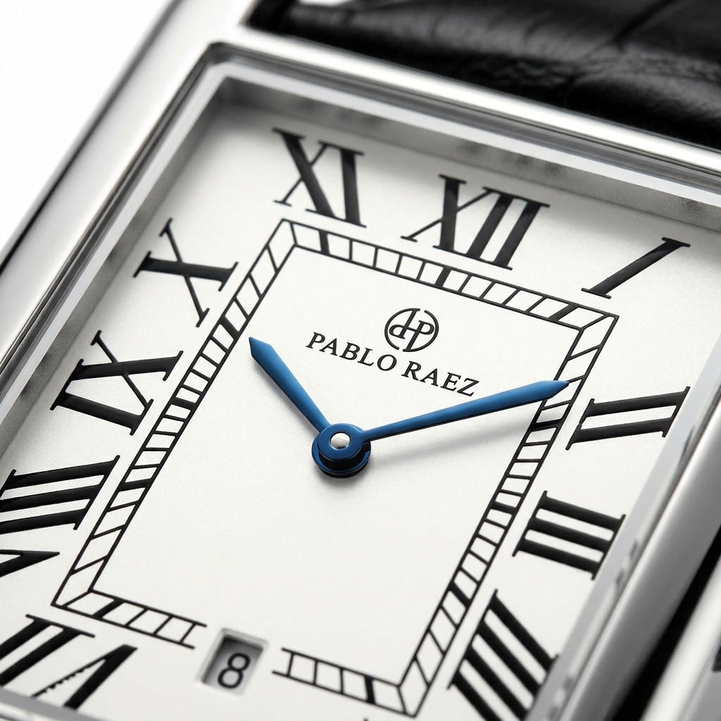 Houston Steel 36mm - dial macro with blued hands and Roman numerals