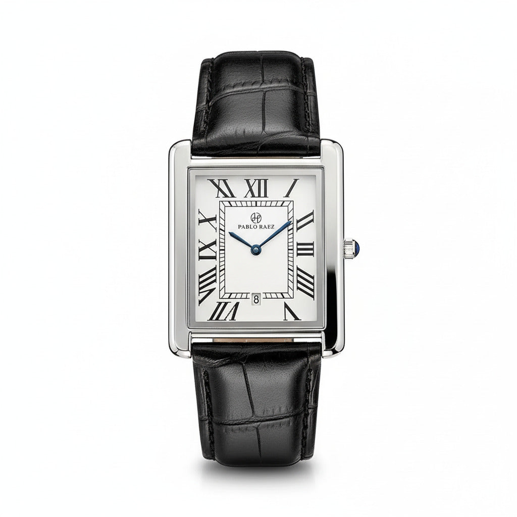 Women’s Pablo Raez Black Leather Watch with Silver Case PABLO RAEZ Top Brand Luxury Women Square Watch Black Leather  main image 4