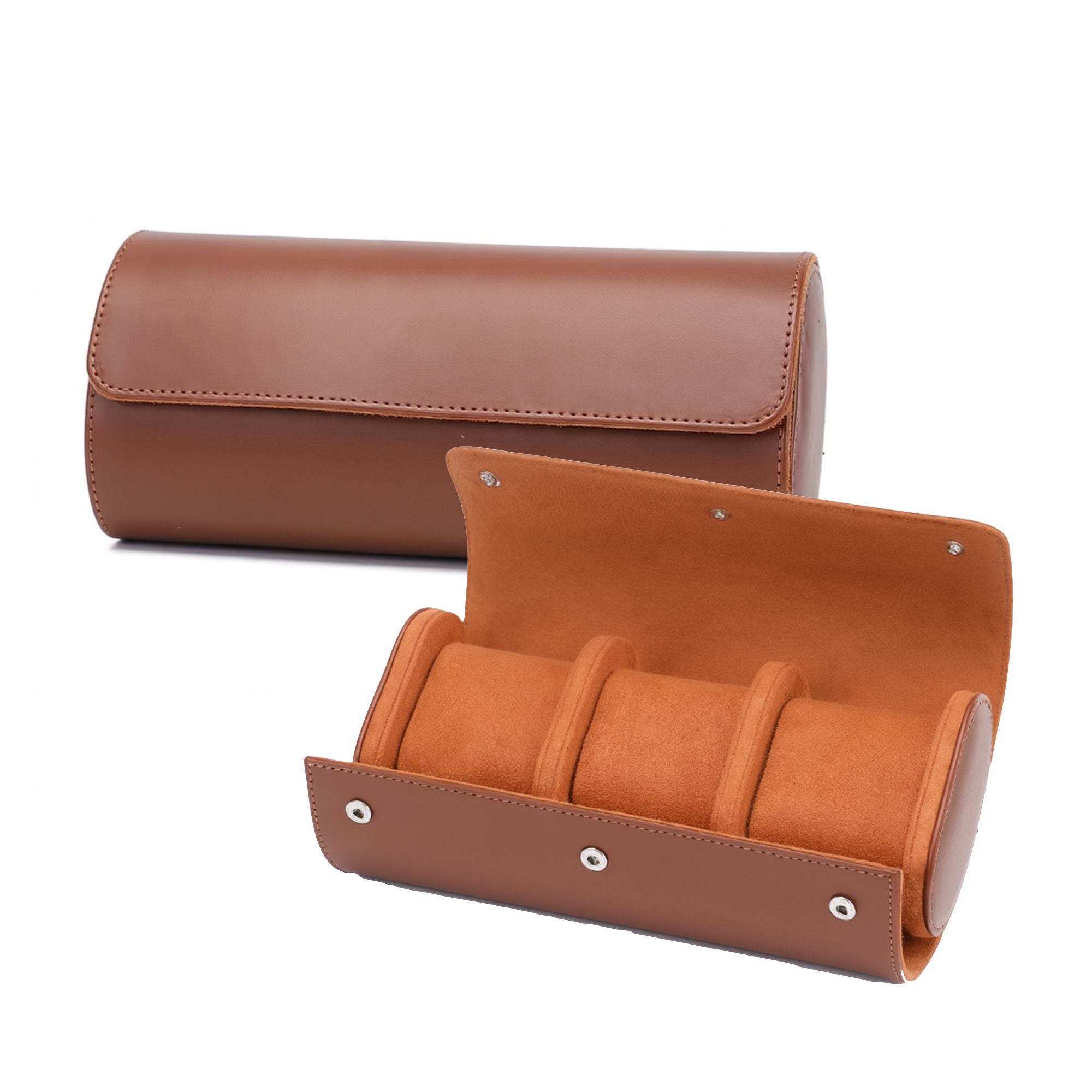 Premium Brown Leather Case - 3 Slots