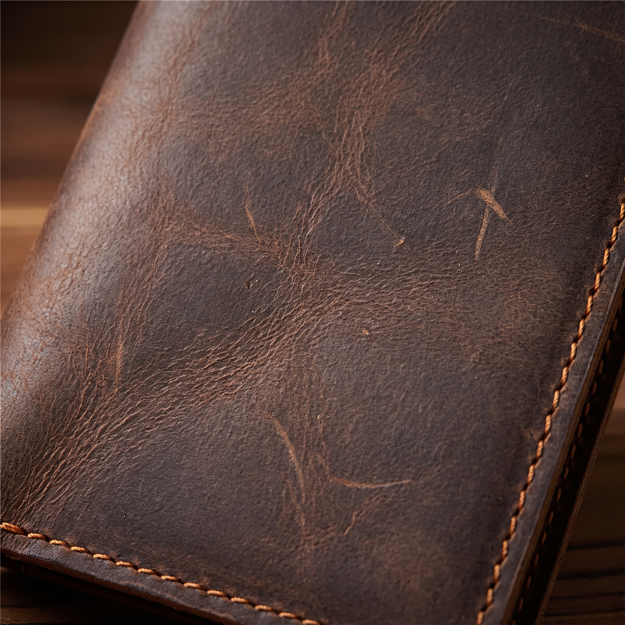 The Wayfarer Billfold leather texture detail