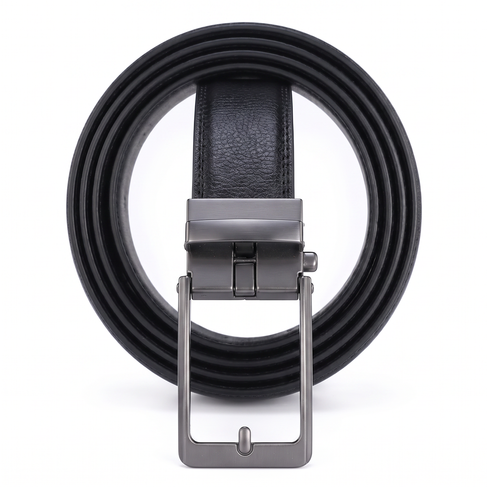 The Camden Strap belt, coiled, white background