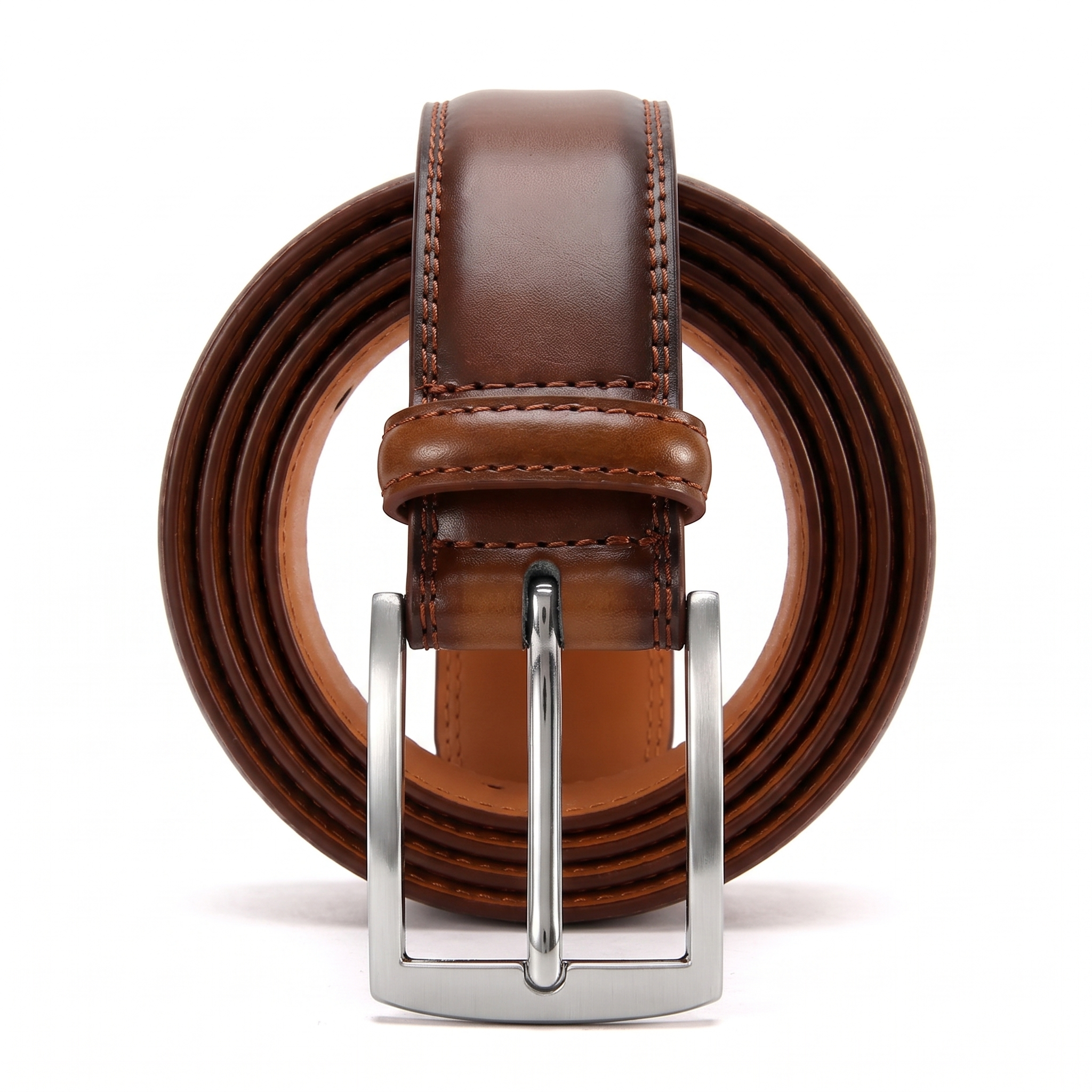 The Ashford Strap belt, brown, white background