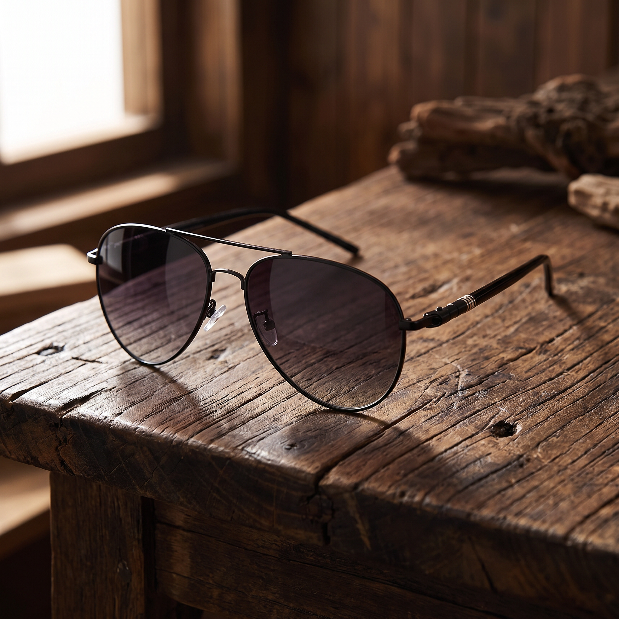 The Horizon Aviator on rustic wood table