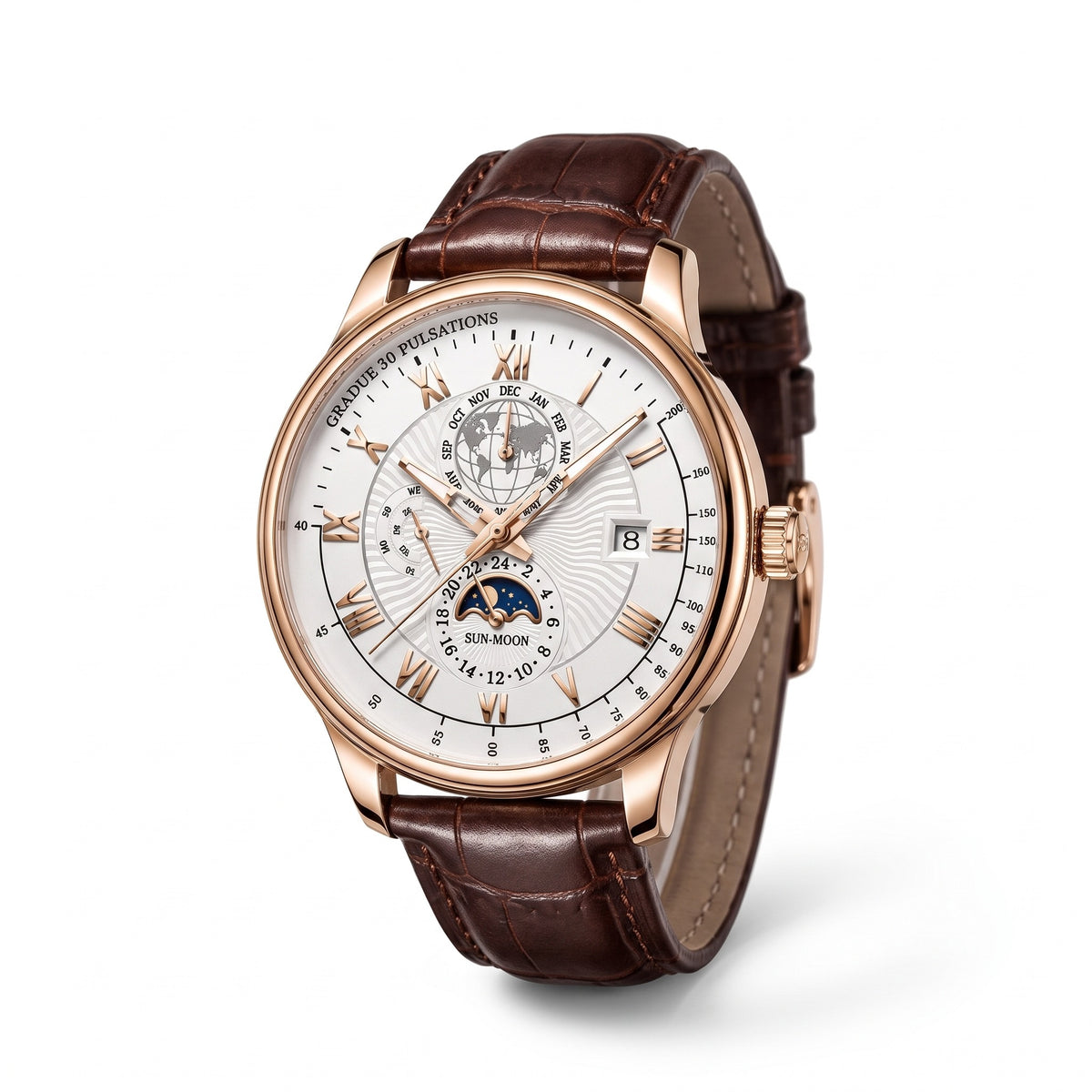 Moon 42mm watch, side view showing crown