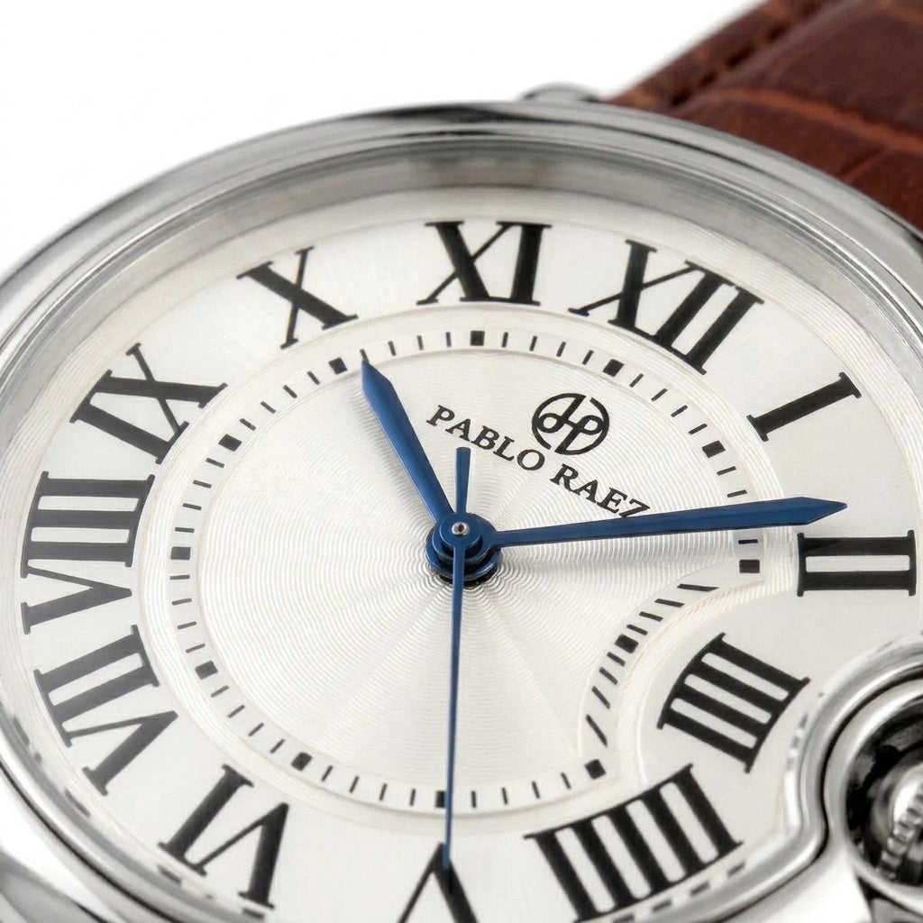 Murray 42mm - dial macro with blued hands and guilloche center