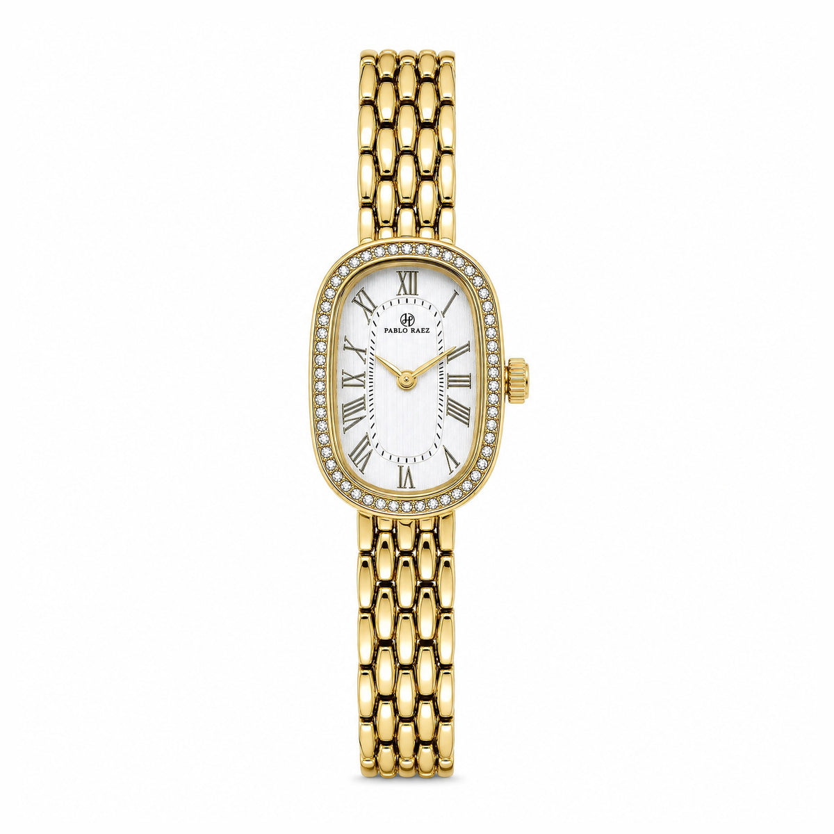 Belgrave 21mm women's watch in 18K gold tone with crystal-set bezel, front view #color_gold